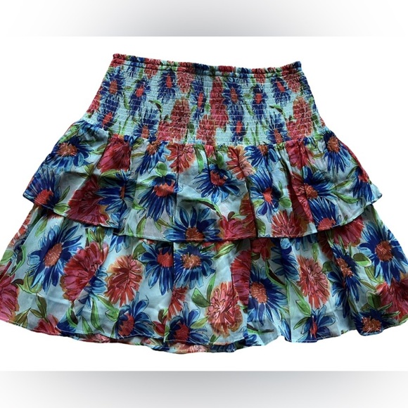 Milly - Wyatt Paint Dahlia Print Miniskirt - Size 6 - Picture 4 of 5